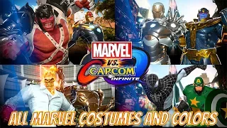 Marvel vs Capcom Infinite - All MARVEL Character Colors and Costumes (With NPC's)