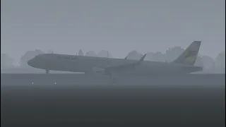 Landing in rainy Kyiv (UKKK), with reverse thrust on wet runway / A321 NEO