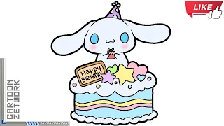 CZ How To Draw Cinnamoroll Birthday Cake 🎂 [ Sanrio ] Drawing Steps C Z