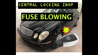 Mercedes e320 - Central locking not working and fuse blowing