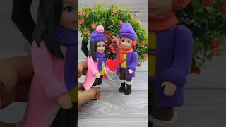 Valentine's Day Special Diy💕🥰❤️Old Barbie Doll Makeover To Cute Valentine Couple💕🥰💃#clayart #shorts