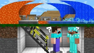 HOW to HIDE FROM the LAVA TSUNAMI vs WATER TSUNAMI? in Minecraft Noob vs Pro