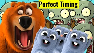 Perfect timing Grizzy and the Lemmings adventure WAR with Zombies -  Grizzy and Lemmings ep 116