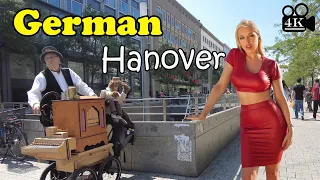 Walking in downtown of Hanover, Germany 2023