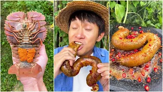 Outdoor slate barbecue |Chinese Mountain Forest Life and Food #Moo TikTok#FYP