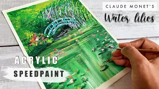 Acrylic Speedpaint / Water Lily Painting Monet / Bridge Over Pond