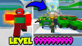 COLOCANDO MEU EXÉRCITO DE NOOBS NO LEVEL MÁXIMO E BATALHEI COM OUTROS JOGADORES ! (ROBLOX)