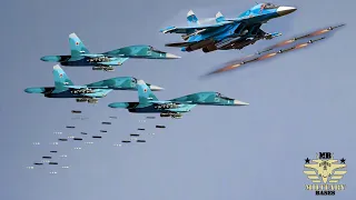 Terrifying!! Russia's Supersonic Su-34 Bomber • Destroying Targets • Launching Missiles