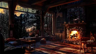 Rainy Night Relaxation 🌧️🔥 Cozy Fireplace Ambience Cozy Cabin with Rain Sound