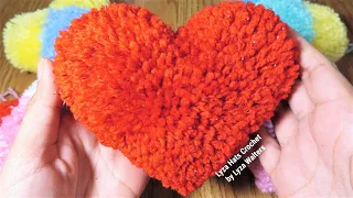 Yarn Big Heart Pom Pom Making Easy | How to Make Yarn Heart Pom Pom