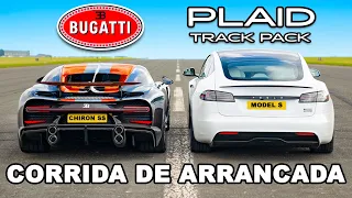 Bugatti Chiron Super Sport vs Tesla Model S Plaid Track Pack: CORRIDA DE ARRANCADA