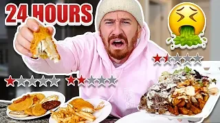 I Only Ate At The Worst Reviewed Restaurants In My City For 24 Hours!! (1 STAR)