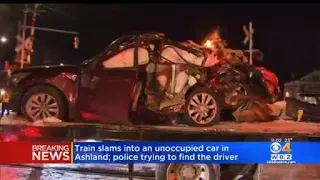 Train Slams Into Car Stuck On The Tracks In Ashland