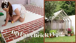 DIY faux brick concrete cottage floor for less than €25! - Greenhouse first look