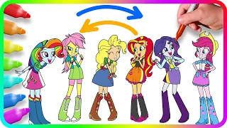 RECOLORING All Equestria Girls, COLOR SWAP - Coloring Pages EQUESTRIA GIRLS. How to color MLP