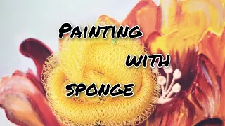 how to paint acrylic on canvas with body sponge/ easy acrylic painting for beginners sponge painting