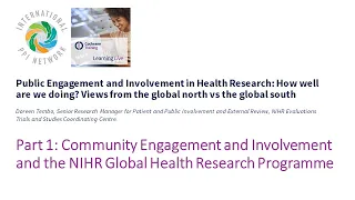 Part 1: Community Engagement and Involvement and the NIHR Global Health Research Programme