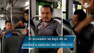 Joven golpea a sujeto que acosaba a una mujer en el transporte público