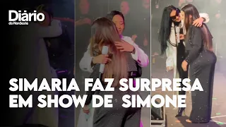 Simaria sobe ao palco em show solo de Simone e chora ao cantarem juntas