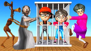 Scary Teacher 3D Miss T Rescue Nick and Tani in Mini Transform Cage Built by Siren Head vs Granny