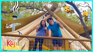 We live in a tree house camping for 24 hrs!!!!