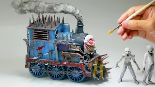 How To Make Scary Zombie Train Diorama / Polymer Clay