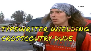 TYPEWRITER WIELDING Homeless guy .OJ Ep.3  #jailbreakoverlander #THEHATCHETWIELDINGHITCHHIKER