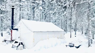 -35C EXTREME COLD WINTER CAMPING in a HOT TENT