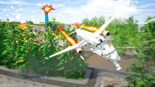 Lego Planes Fly In Giant FIREWALL! Lego Plane Crashes and Lego Airplanes Falls! (Brick Rigs) #153