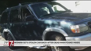 Woman gets stolen car back after dead man found inside