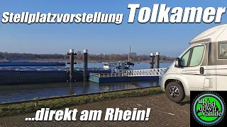 Wohnmobilstellplatz Tolkamer/ NL - in 1. Reihe am Rhein - Schiffe gucken