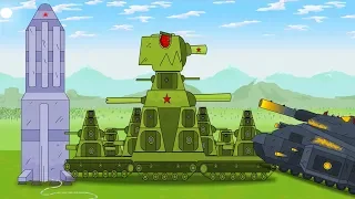 Tank KB-44 flies away on a rocket into space. Panzer tank cartoon. Monster Truck for children.