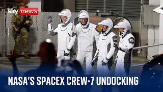 NASA’s SpaceX Crew-7 undocking from the International Space Station