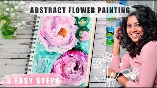 Abstract Flower Painting In 3 Easy Steps / Finger Painting Tutorial / Impasto Flower