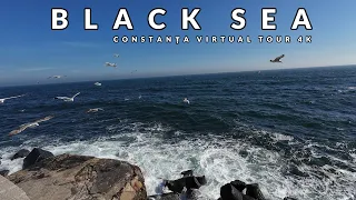 Constanța, Black Sea Virtual Tour 4K. Crashing waves, seagulls and the Casino