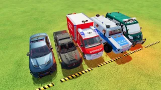 POLICE CARS DACIA,AUDI,VOLKSWAGEN ,MERCEDES AMBULANCE EMERGENCY, CHEVROLET TRANSPORT ! FS22