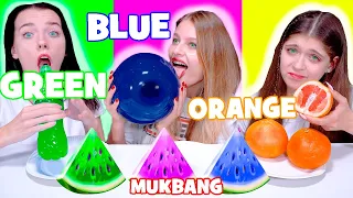 ASMR Eating Only One Colors Challenge (Red Food, Orange Food, Green Food, Blue Food) Mukbang