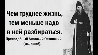 Чем сложнее и труднее жизнь, тем меньше надо в ней разбираться. Преподобный Анатолий Оптинский.