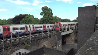 London Underground S Stock racing 1973 Stock into Stamford Brook