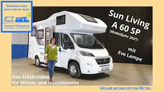 SunLiving A 60 SP (Modelljahr 2021) - Das komplette Erklärvideo der Fahrzeugübergabe mit Eve Lampe