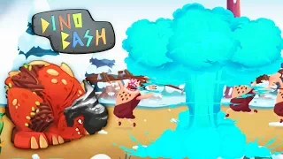 Dino Bash | Новый СУПЕРСНАРЯД - ЛЕДЯНАЯ БОМБА! Мульт игра Динозавры Против Первобытных Людей