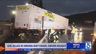 Young girl killed in wrong-way crash on 60 Freeway; driver being sought