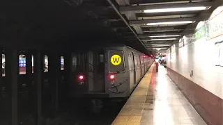 NYC Subway HD 60fps: Kawasaki R68A W Train Departs Canal Street (3/15/19)