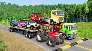 Flatbed Trailer Tractor Truck Log Bridge Car Recovery - Rails & Train - BeamNG.Drive