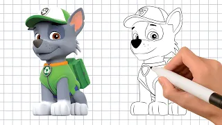 How to draw PAW Patrol Rocky in 15 steps | Drawing lessons for kids