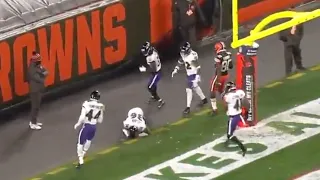 Chuck Clark Runs Into Goal Post On Hail Mary By Baker Mayfield | Browns vs Ravens