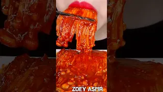 ASMR Spicy ENOKI MUSHROOM || Mukbang eating sounds#asmr #shorts #enokimushroom #spicyfood #mukbang