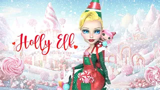 Doll Figurine HOLLY ELF | Merry Christmas | Candy Cane Land | Monster High Repaint