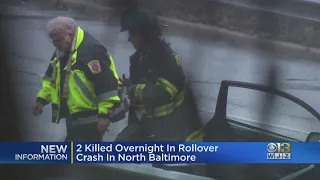 Two young adults killed when car crashes into median strip, flips over in North Baltimore