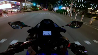 [YAMAHA R3] 4K PURE SOUND. Night City Ride. Orchard Rd +Akrapovic Exhaust